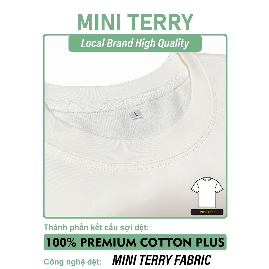 Áo Thun Nam Nữ Unisex Mini Terry 310gsm_TRƠN