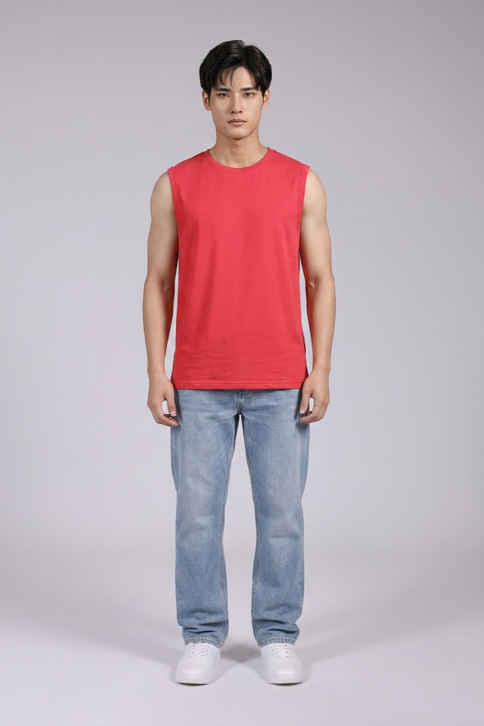 Áo Sát Nách Nam Nữ Đỏ Tank Top Cá Sấu Cotton 250gsm_IN THEO YÊU CẦU