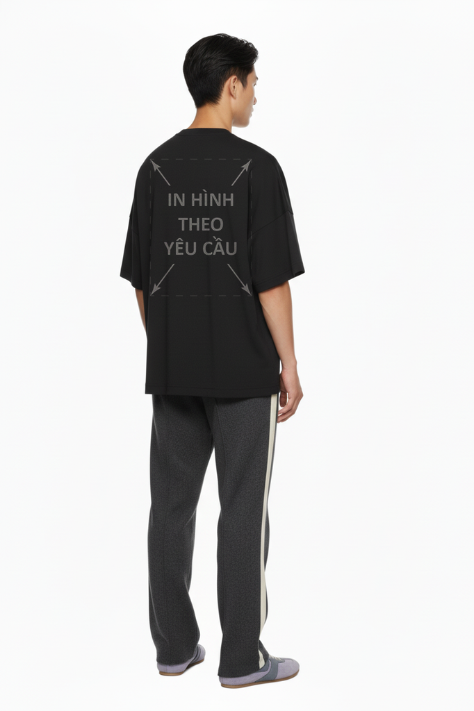 Áo Thun Nam Nữ Square Oversized Đen Semi Cotton 220gsm_IN THEO YÊU CẦU