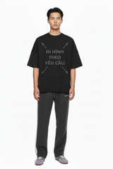 Áo Thun Nam Nữ Square Oversized Đen Semi Cotton 220gsm_IN THEO YÊU CẦU