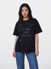 Áo Thun Nam Nữ Regular Unisex Đen Cotton Premium 260gsm_IN THEO YÊU CẦU