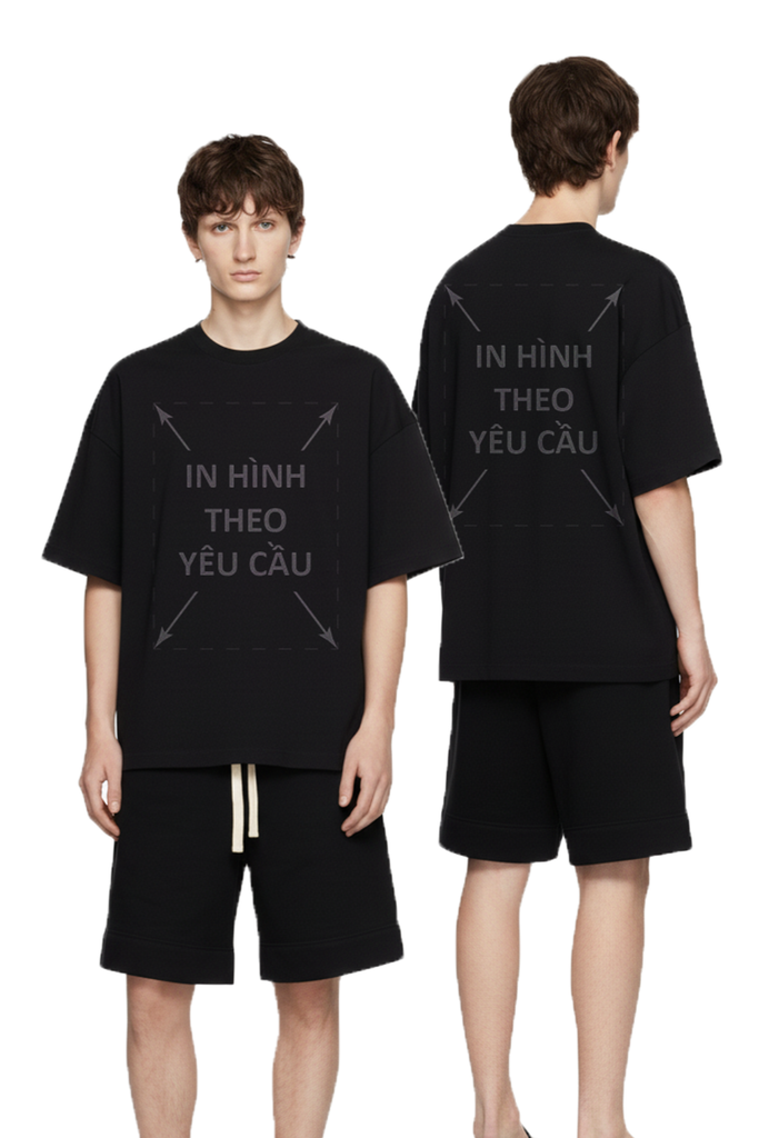 Áo Thun Nam Nữ Unisex Đen Cotton Cao Cấp 260gsm_IN THEO YÊU CẦU