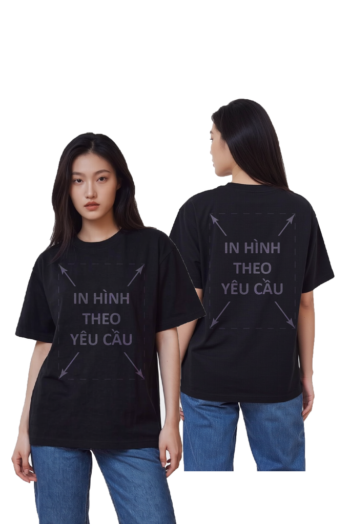 Áo Thun Nam Nữ Regular Unisex Đen Cotton Premium 260gsm_IN THEO YÊU CẦU