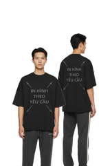 Áo Thun Nam Nữ Square Oversized Đen Semi Cotton 220gsm_IN THEO YÊU CẦU