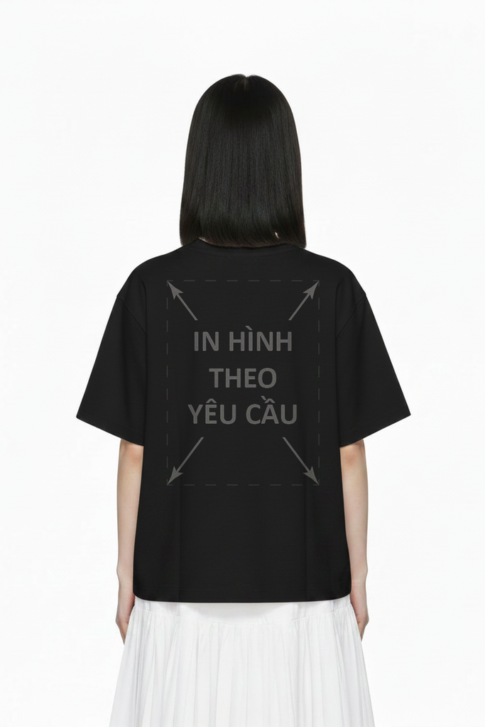 Áo Thun Nam Nữ Boxy - Fit Oversized Đen Cotton Local 235gsm_IN THEO YÊU CẦU