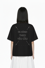 Áo Thun Nam Nữ Boxy - Fit Oversized Đen Cotton Local 235gsm_IN THEO YÊU CẦU