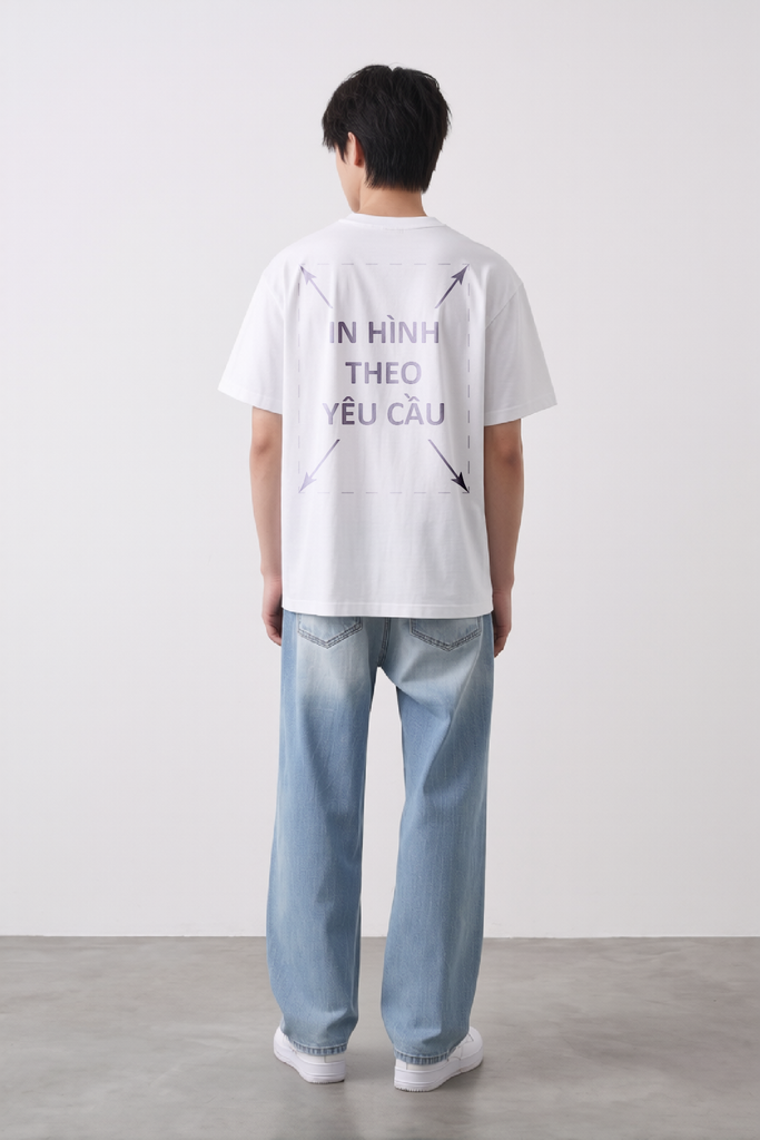 Áo Thun Nam Nữ Regular Unisex Trắng Cotton Premium 260gsm_IN THEO YÊU CẦU