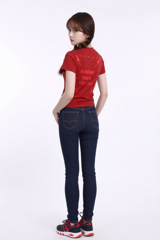 Áo Thun Nữ BABY TEE Đỏ Premium Rib Cotton 260gsm_IN THEO YÊU CẦU