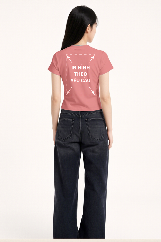 Áo Thun Nữ BABY TEE Hồng Rib Cotton 230gsm_IN THEO YÊU CẦU