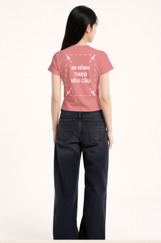 Áo Thun Nữ BABY TEE Hồng Rib Cotton 230gsm_IN THEO YÊU CẦU