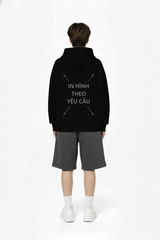 Áo Hoodie Nam Nữ Đen Oversized Boxy - Fit Plus Terry 350gsm_IN THEO YÊU CẦU