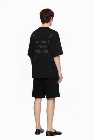 Áo Thun Nam Nữ Unisex Đen Cotton Remake 210gsm_IN THEO YÊU CẦU