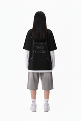 Áo Thun Nam Nữ Regular Oversized Đen Cotton Global 280gsm_IN THEO YÊU CẦU