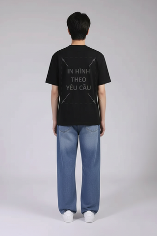 Áo Thun Nam Nữ Unisex Đen Cotton Spandex 180gsm_IN THEO YÊU CẦU