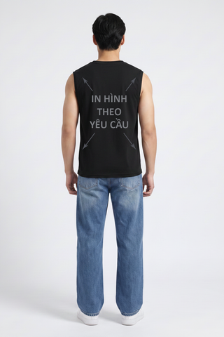 Áo Sát Nách Nam Nữ Đen Tank Top Cá Sấu Cotton 250gsm_IN THEO YÊU CẦU