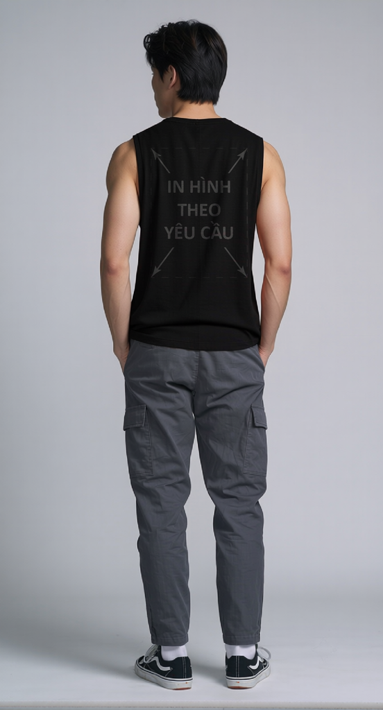 Áo Sát Nách Nam Nữ Đen Tank Top Cotton Spandex 180gsm_IN THEO YÊU CẦU