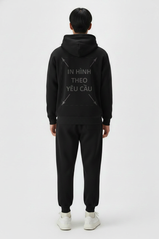 Áo Hoodie Nam Nữ Đen Unisex Basic Plus Terry 350gsm_IN THEO YÊU CẦU