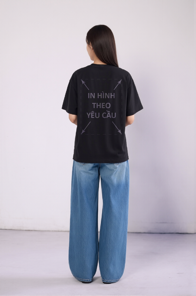 Áo Thun Nam Nữ Boxy Oversized Đen Cotton Global 280gsm_IN THEO YÊU CẦU