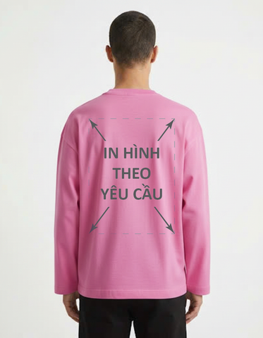 Áo Tay Dài Nam Nữ Regular Unisex Hồng Đậm Cotton Mộc Úc 230gsm_IN THEO YÊU CẦU