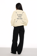 Áo Sweater Nam Nữ Kem Oversized Boxy - Fit Heavy Weight Terry 450gsm_IN THEO YÊU CẦU