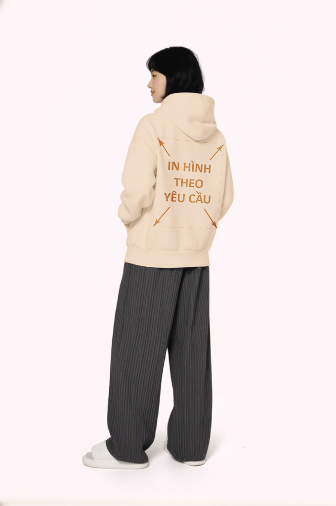 Áo Hoodie Nam Nữ Kem Oversized Boxy - Fit Heavy Weight Terry 450gsm_IN THEO YÊU CẦU