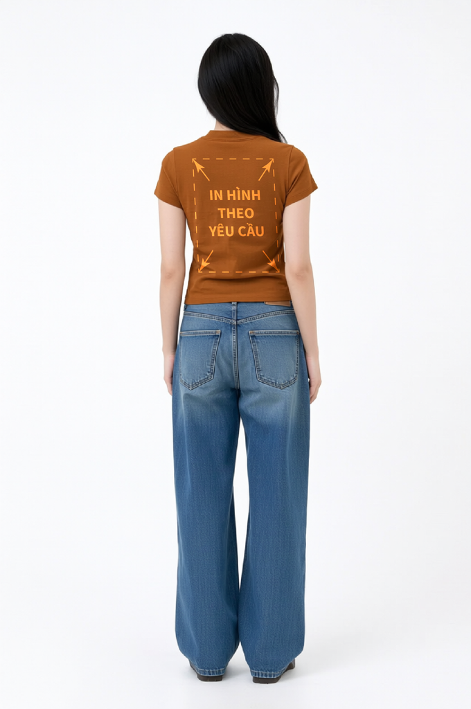 Áo Thun Nữ BABY TEE Nâu Rib Cotton 230gsm_IN THEO YÊU CẦU