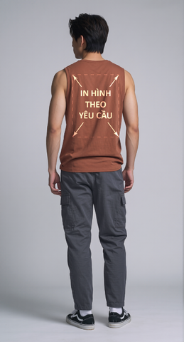 Áo Sát Nách Nam Nữ Tank Top Nâu Cotton Spandex 180gsm_IN THEO YÊU CẦU