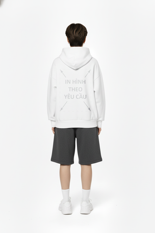 Áo Hoodie Nam Nữ Trắng Oversized Boxy - Fit Plus Terry 350gsm_IN THEO YÊU CẦU
