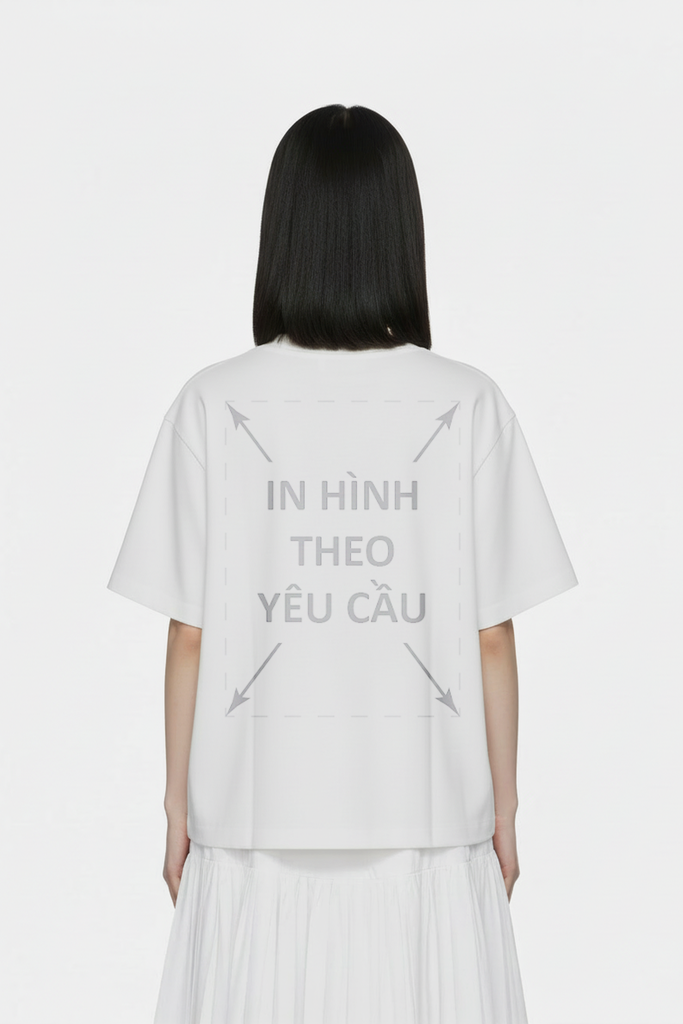 Áo Thun Nam Nữ Boxy - Fit Oversized Trắng Cotton Local 235gsm_IN THEO YÊU CẦU