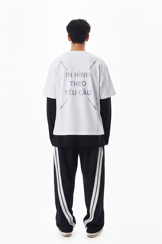 Áo Thun Nam Nữ Regular Oversized Trắng Cotton Global 280gsm_IN THEO YÊU CẦU