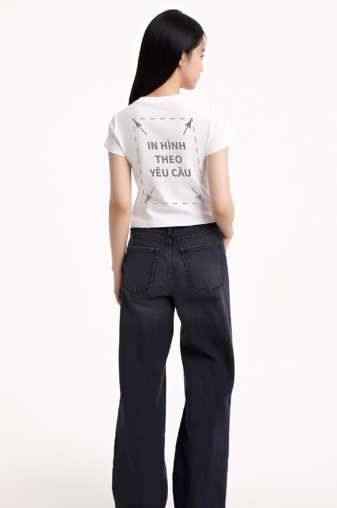 Áo Thun Nữ BABY TEE Trắng Rib Cotton 230gsm_IN THEO YÊU CẦU
