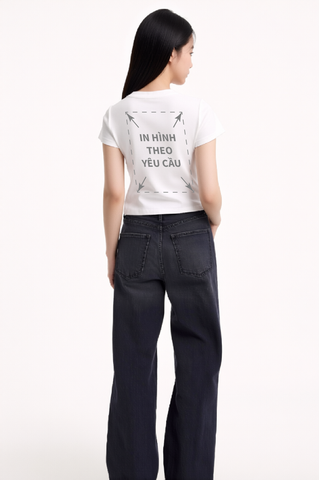 Áo Thun Nữ BABY TEE Trắng Rib Cotton 230gsm_IN THEO YÊU CẦU