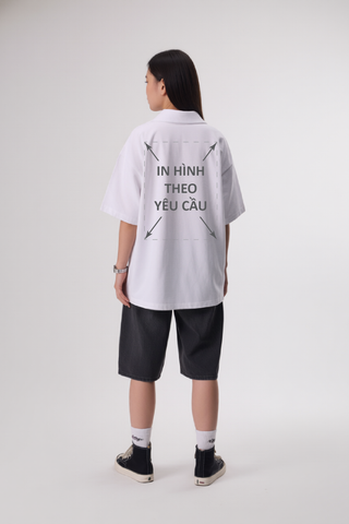 Áo POLO Nam Nữ Trắng Unisex Oversized Diamond Cotton 250gsm_IN THEO YÊU CẦU