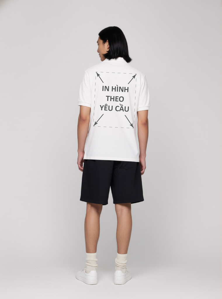 Áo POLO Nam Nữ Unisex Trắng Cá Sấu Cotton 250gsm_IN THEO YÊU CẦU