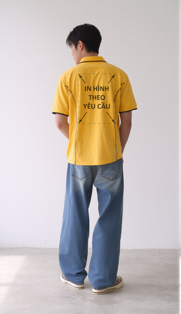 Áo POLO Nam Nữ Vàng Cá Sấu Cotton 250gsm_IN THEO YÊU CẦU