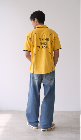 Áo POLO Nam Nữ Vàng Cá Sấu Cotton 250gsm_IN THEO YÊU CẦU