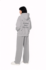Áo Hoodie Nam Nữ Xám Oversized Boxy - Fit Heavy Weight Terry 450gsm_IN THEO YÊU CẦU