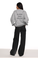 Áo Sweater Nam Nữ Xám Oversized Boxy - Fit Heavy Weight Terry 450gsm_IN THEO YÊU CẦU