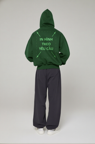 Áo Hoodie Nam Nữ Xanh Lá Oversized Boxy - Fit Super Fleece 400gsm_IN THEO YÊU CẦU