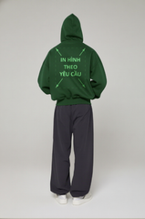 Áo Hoodie Nam Nữ Xanh Lá Oversized Boxy - Fit Super Fleece 400gsm_IN THEO YÊU CẦU