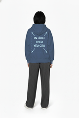 Áo Hoodie Nam Nữ Xanh Xám Oversized Boxy - Fit Heavy Weight Terry 450gsm_IN THEO YÊU CẦU