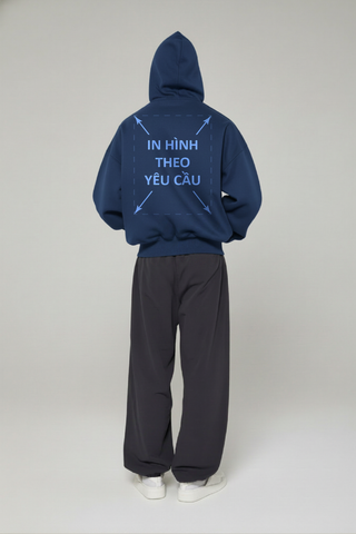 Áo Hoodie Nam Nữ Xanh Xám Oversized Boxy - Fit Super Fleece 400gsm_IN THEO YÊU CẦU