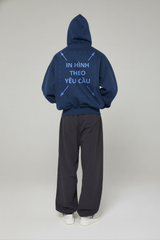 Áo Hoodie Nam Nữ Xanh Xám Oversized Boxy - Fit Super Fleece 400gsm_IN THEO YÊU CẦU
