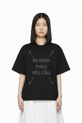 Áo Thun Nam Nữ Boxy - Fit Oversized Đen Cotton Local 235gsm_IN THEO YÊU CẦU