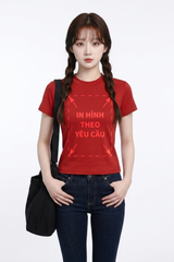 Áo Thun Nữ BABY TEE Đỏ Premium Rib Cotton 260gsm_IN THEO YÊU CẦU