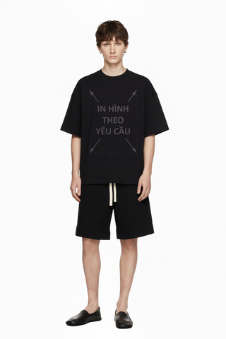 Áo Thun Nam Nữ Unisex Đen Cotton Remake 210gsm_IN THEO YÊU CẦU
