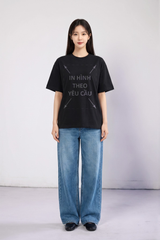 Áo Thun Nam Nữ Boxy Oversized Đen Cotton Global 280gsm_IN THEO YÊU CẦU