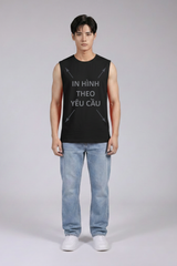 Áo Sát Nách Nam Nữ Đen Tank Top Cá Sấu Cotton 250gsm_IN THEO YÊU CẦU