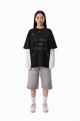 Áo Thun Nam Nữ Regular Oversized Đen Cotton Global 280gsm_IN THEO YÊU CẦU