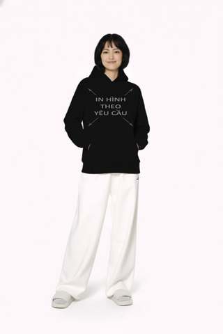 Áo Hoodie Nam Nữ Đen Oversized Boxy - Fit Heavy Weight Terry 450gsm_IN THEO YÊU CẦU